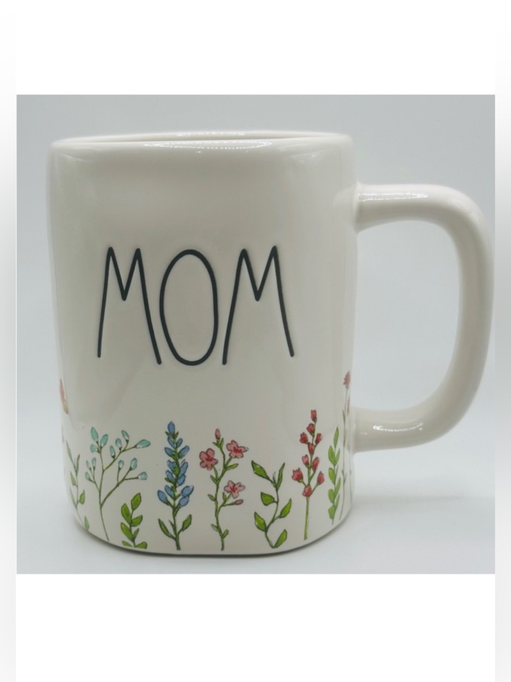 Rae Dunn nwot Ceramic "MOM" Mug with Colorful Floral and butterfly Mother’s Day